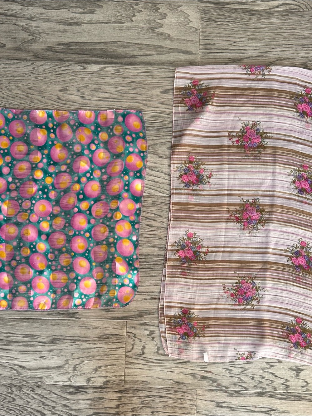 Floral Stripe Pink Scarf - Women's Lightweight